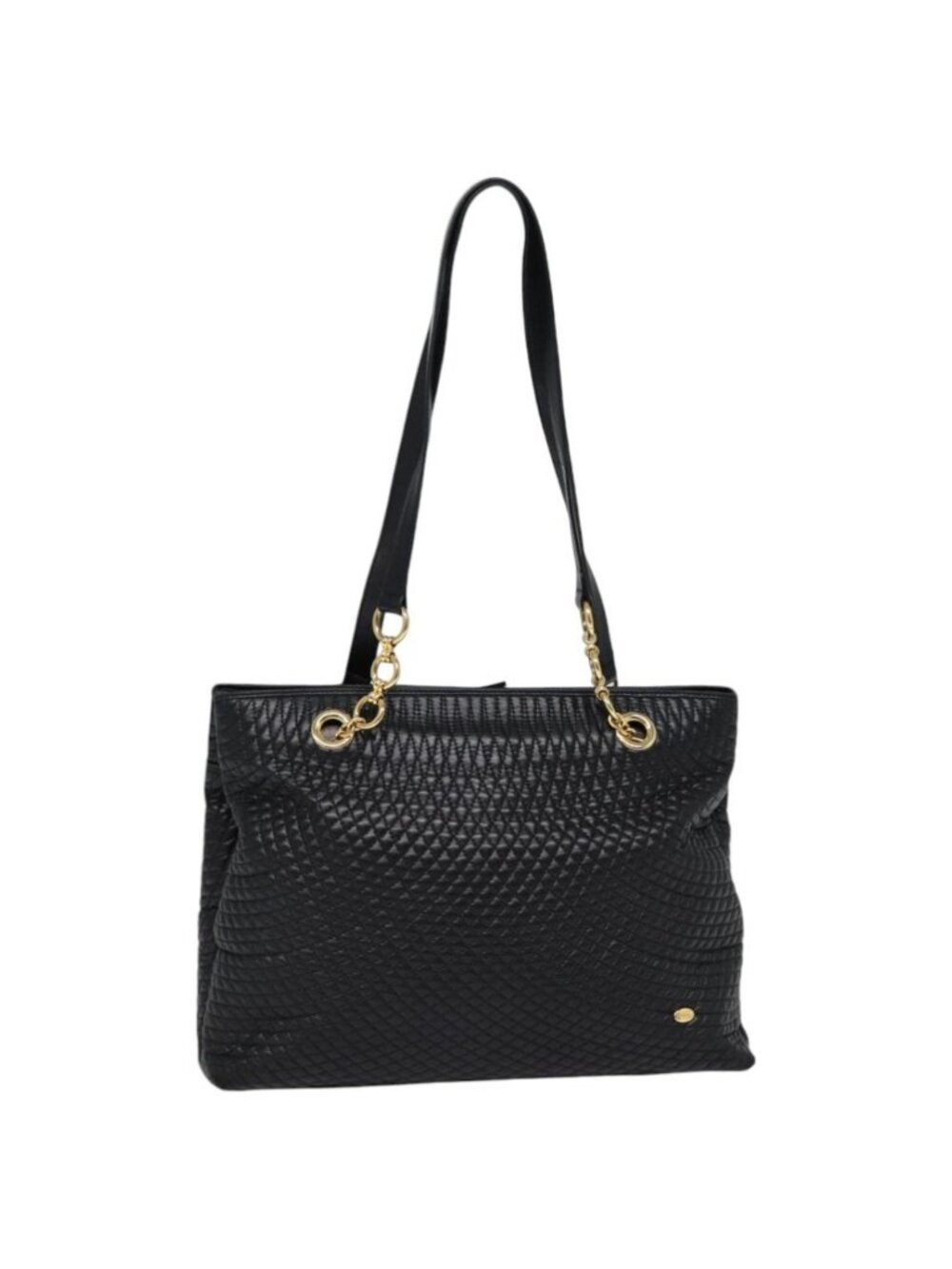 BALLY Tote Bag Leather Black Gold